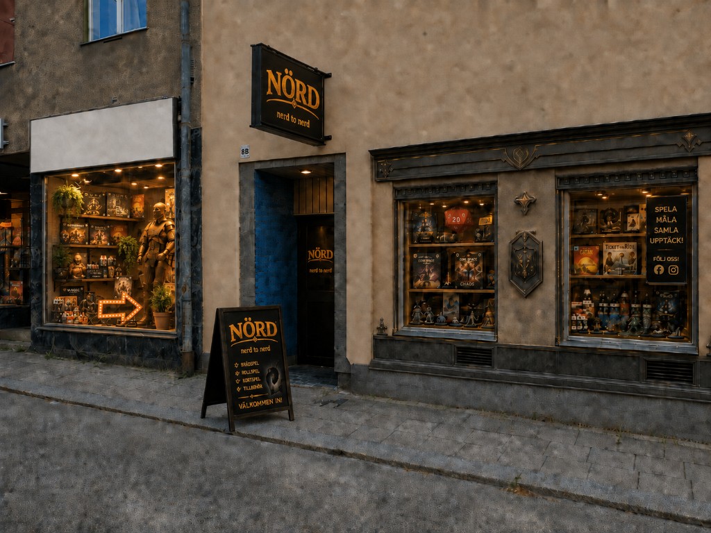 NÖRD-butikens fasad, så som den är tänkt att se ut